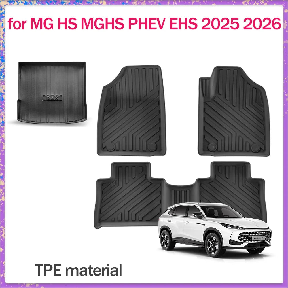 Car Floor Mat for MG HS MGHS PHEV EHS Hybrid 2024~2026 TPE Foot Interior Liner Waterproof Trunk Pad Carpet Custom Rug Accessorie