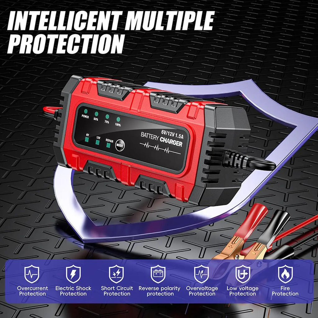 Automatic Battery Trickle Charger, 1.5A 6V/12V Smart Maintainer for Car Truck Motorcycle Boat Marine RV accessories