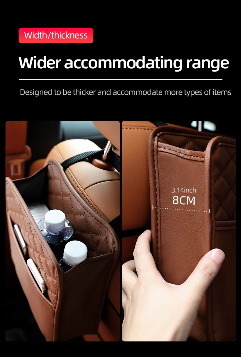 Multifunctional car seat storage bag Leather storage bag Garbage bag Storage bag Suitable for most car models