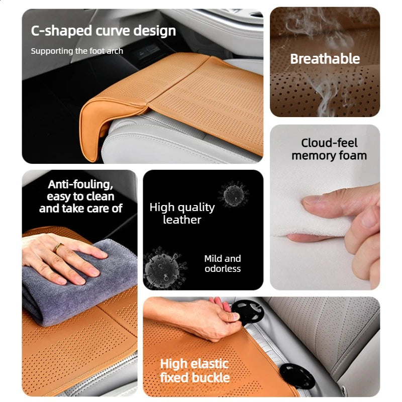 Universal Car Seat Cushion Leather Breathable Non-slip  Seat Extended Footrest Driver and Passenger Leg Rest Car Seats Cover