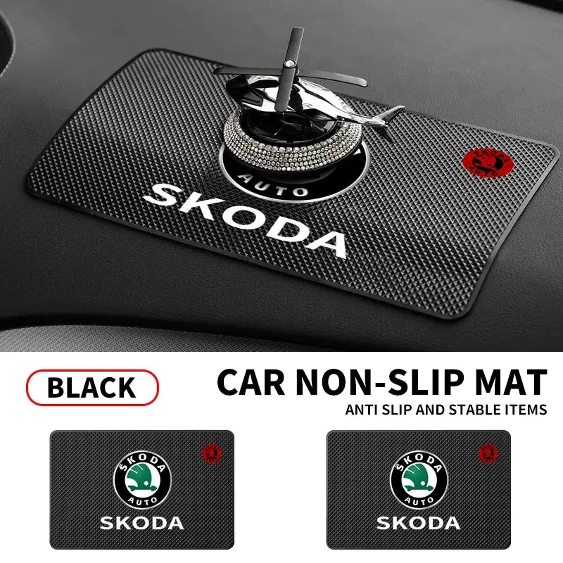 Car Anti-Slip Mat Pad Rubber Mobile Sticky Dashboard Mat For Skoda Octavia Fabia Superb Kamiq Kodiak Yeti Karoq Octavia RS