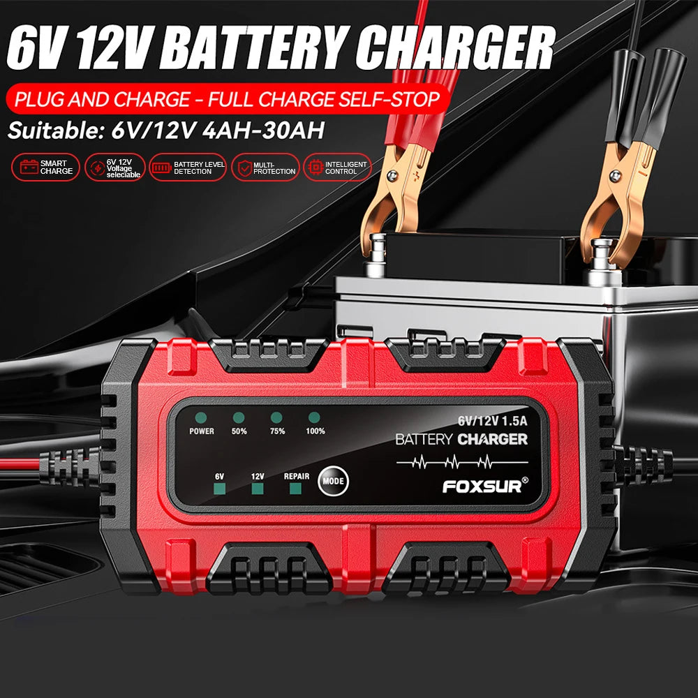 Car Battery Charger Auto Intelligent Pulse Repair Tool Multifunctional Voltage Temperature Detection For RV SUV Motorcycle Truck