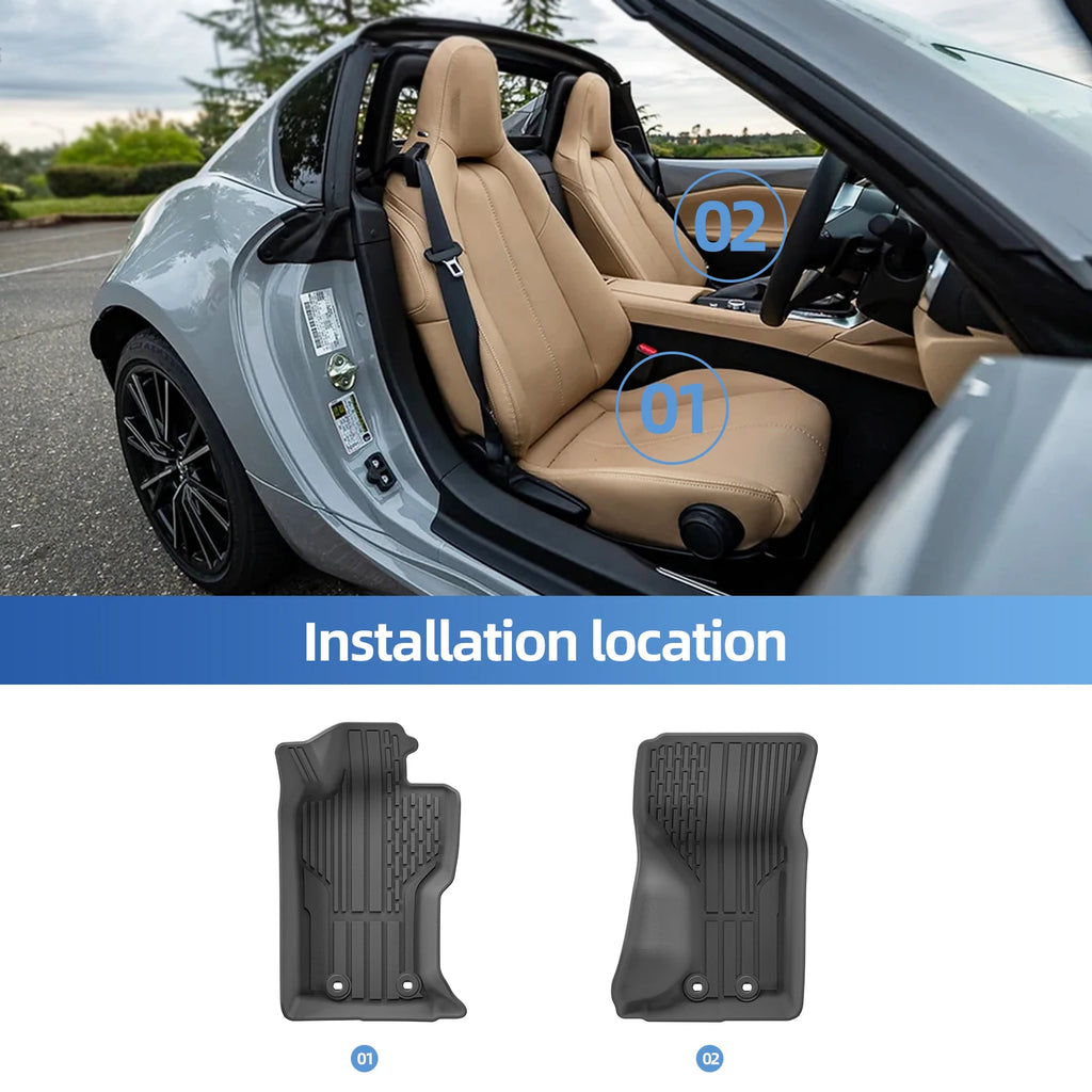 Left Hand Drive for Mazda MX-5 Miata MX5 MX 5 Mazda Roadster 2016 -2024 TPE 3D Car Floor Mats Fiat 124 Spider 2017-2018 1st Row