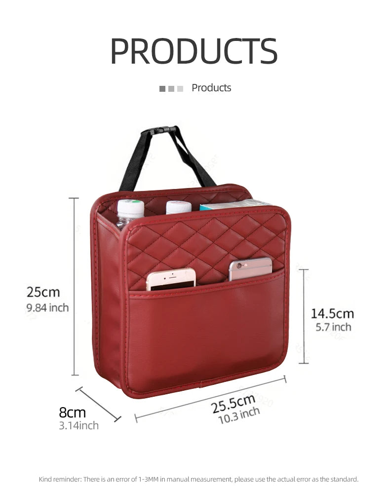 Multifunctional car seat storage bag Leather storage bag Garbage bag Storage bag Suitable for most car models