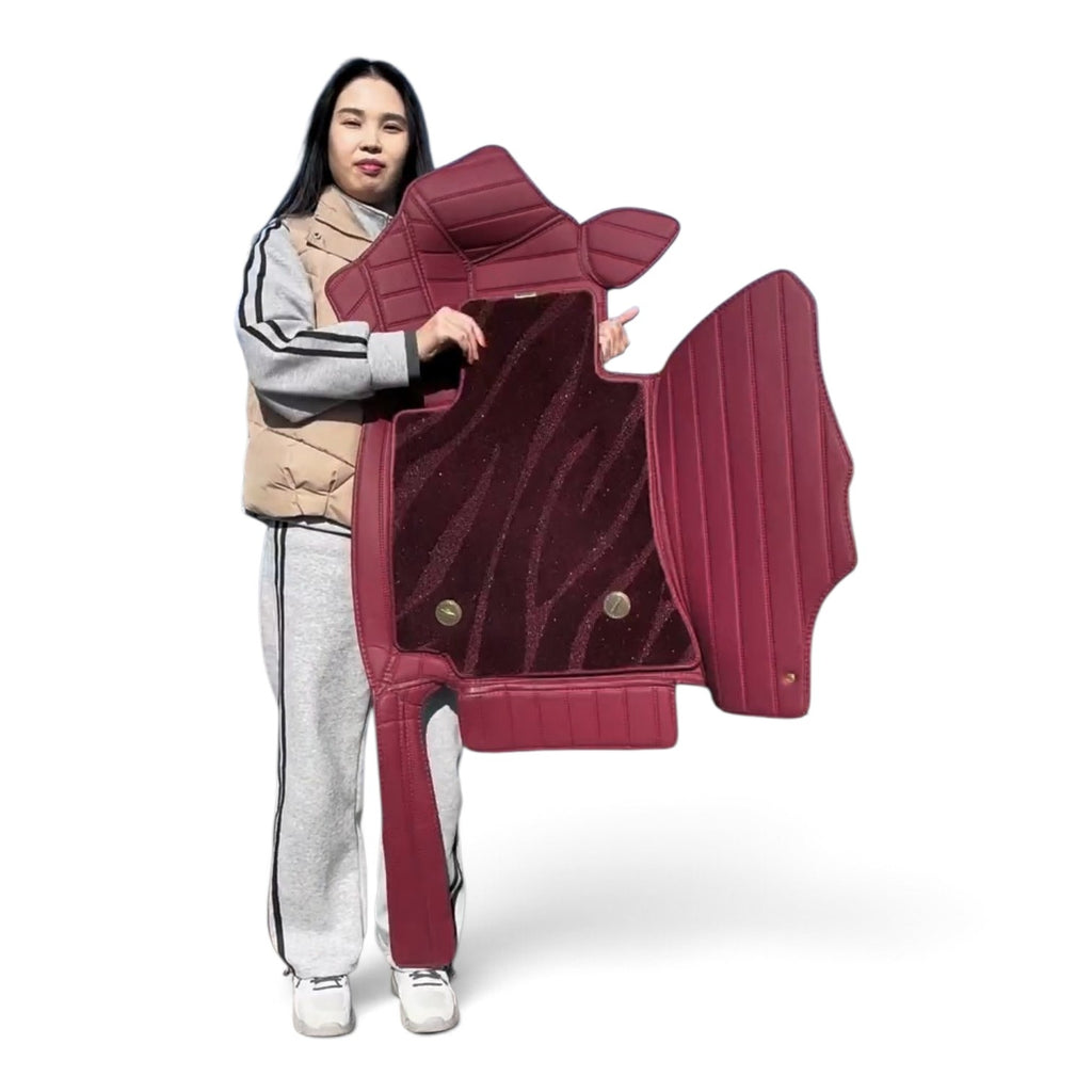Alfombras Impermeables Dobles Hechas de Cuero Ecológico Artificial Versión Premium Personalizada a Medida Exacta