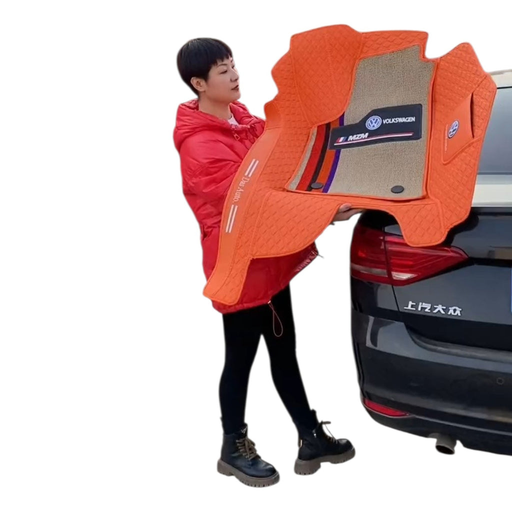 Alfombras impermeables dobles hechas de cuero ecológico artificial personalizada para Auto (A Medida exacta)