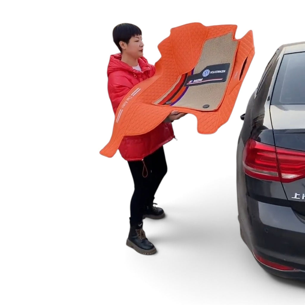 Alfombras impermeables dobles hechas de cuero ecológico artificial personalizada para Auto (A Medida exacta)
