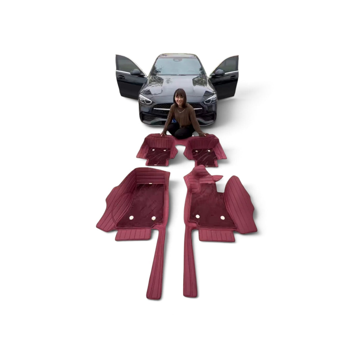 Alfombras impermeables dobles hechas de cuero ecológico artificial personalizada para Auto (A Medida exacta)