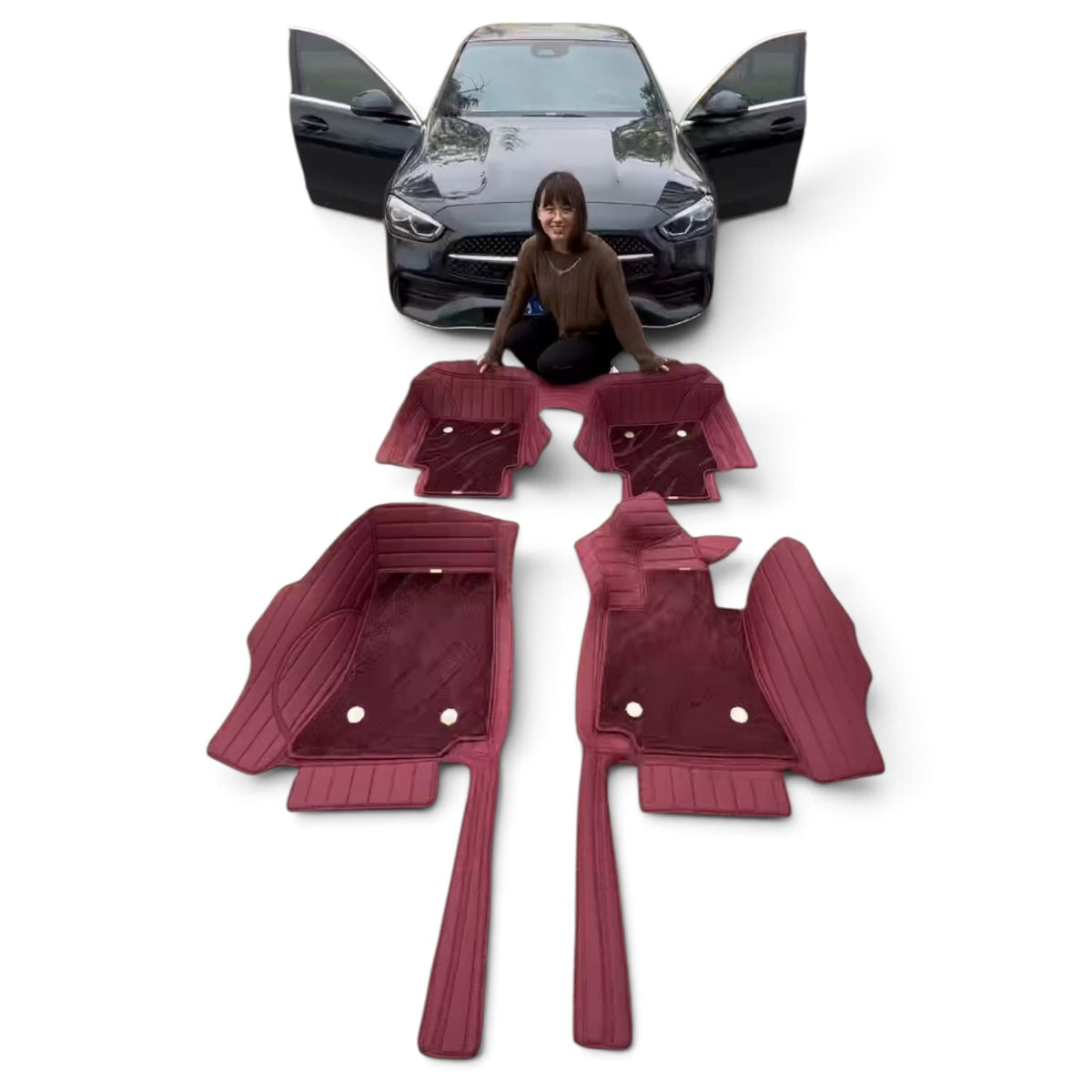 Alfombras impermeables dobles hechas de cuero ecológico artificial personalizada para Auto (A Medida exacta)