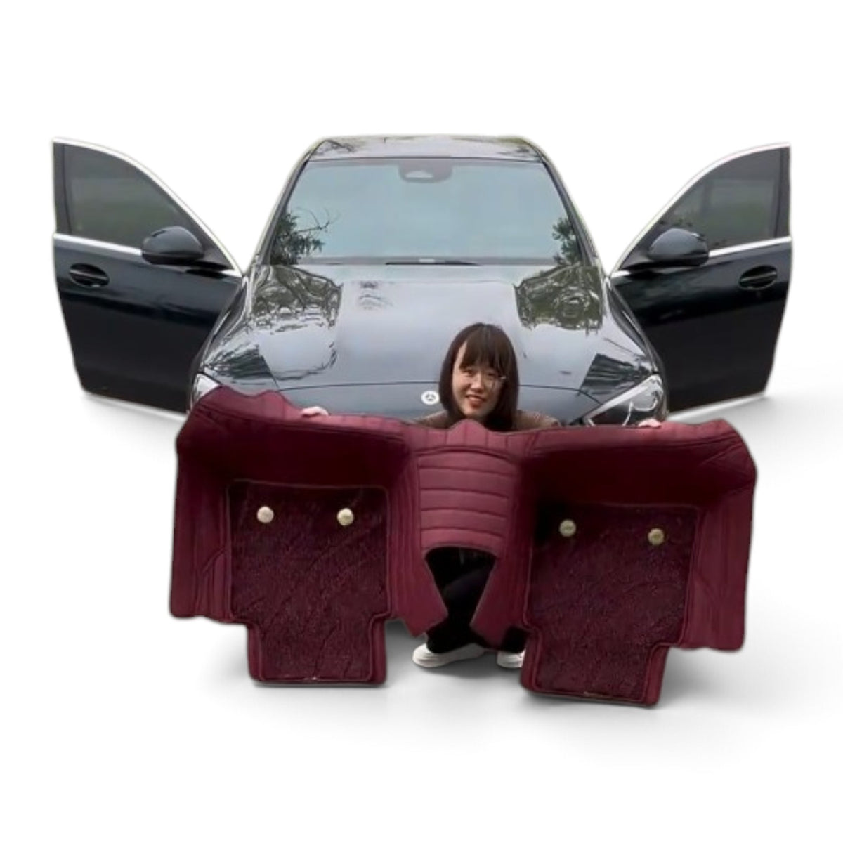 Alfombras impermeables dobles hechas de cuero ecológico artificial personalizada para Auto (A Medida exacta)