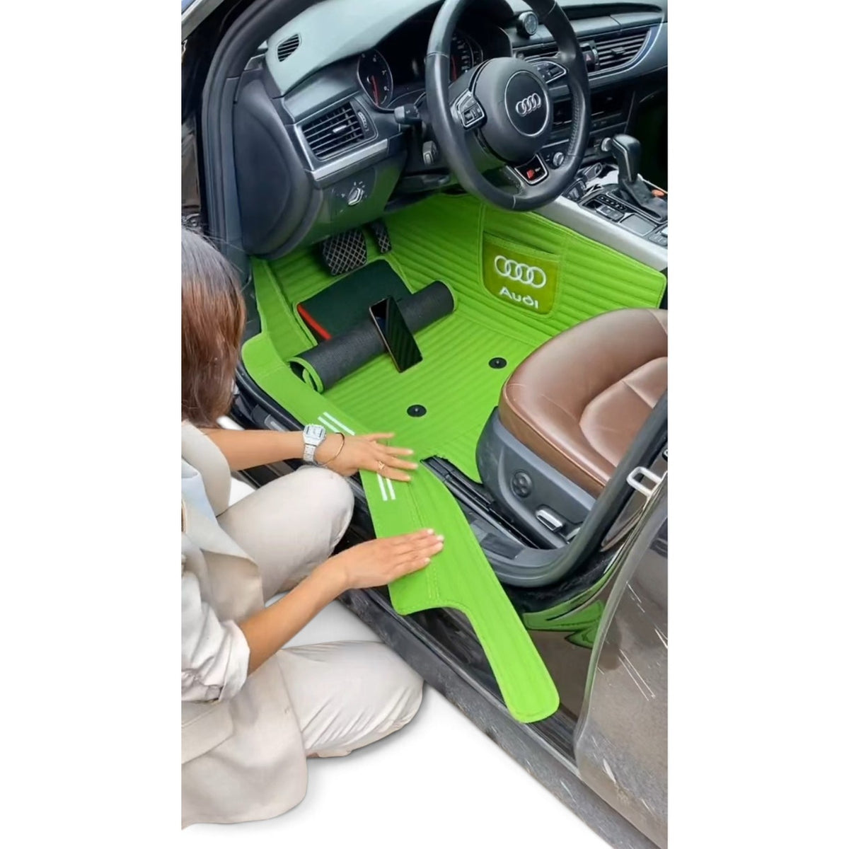 Alfombras impermeables dobles hechas de cuero ecológico artificial personalizada para Auto (A Medida exacta)
