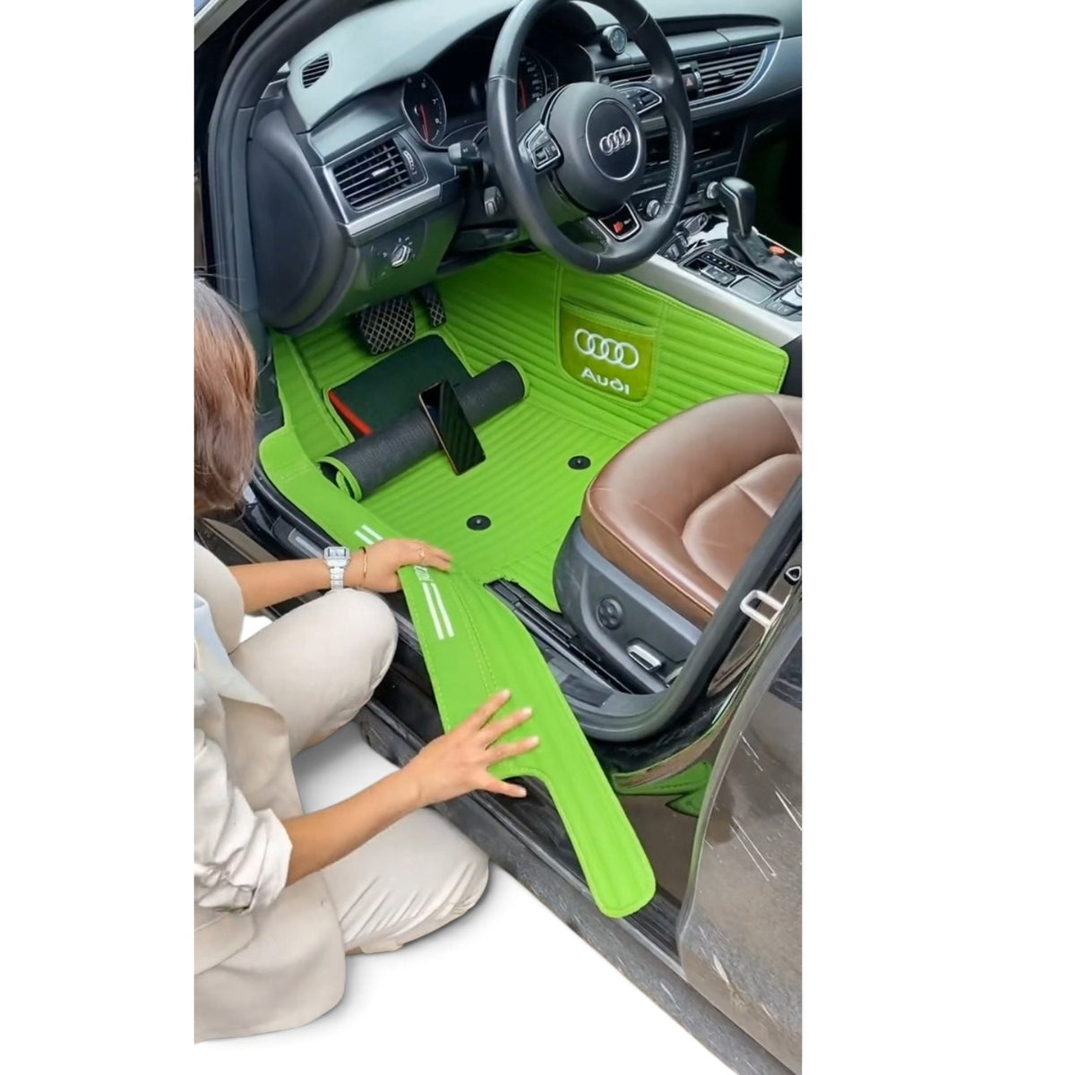 Alfombras impermeables dobles hechas de cuero ecológico artificial personalizada para Auto (A Medida exacta)