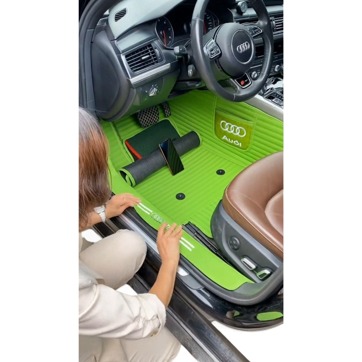 Alfombras impermeables dobles hechas de cuero ecológico artificial personalizada para Auto (A Medida exacta)