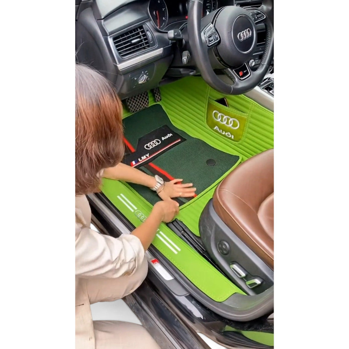 Alfombras impermeables dobles hechas de cuero ecológico artificial personalizada para Auto (A Medida exacta)