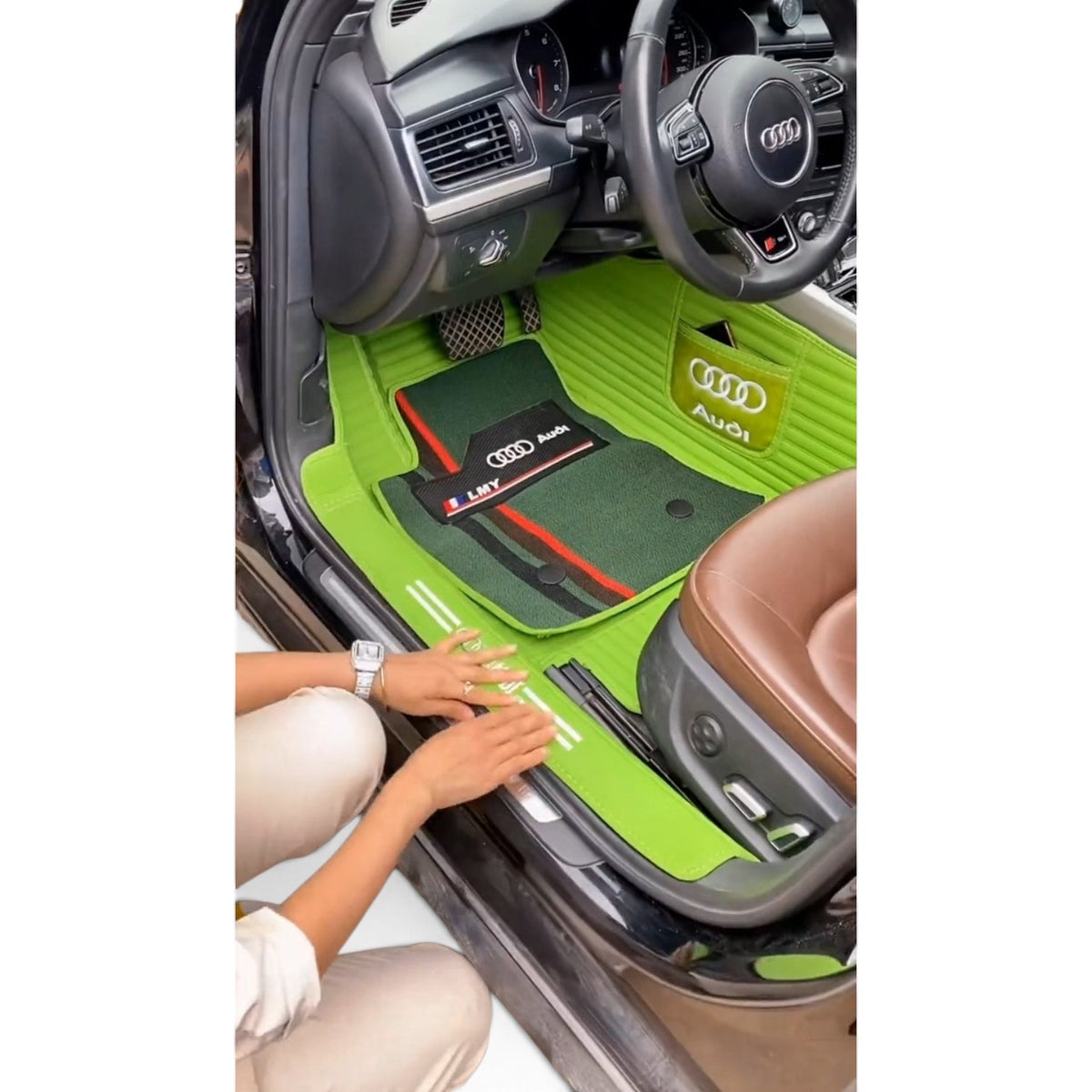 Alfombras impermeables dobles hechas de cuero ecológico artificial personalizada para Auto (A Medida exacta)