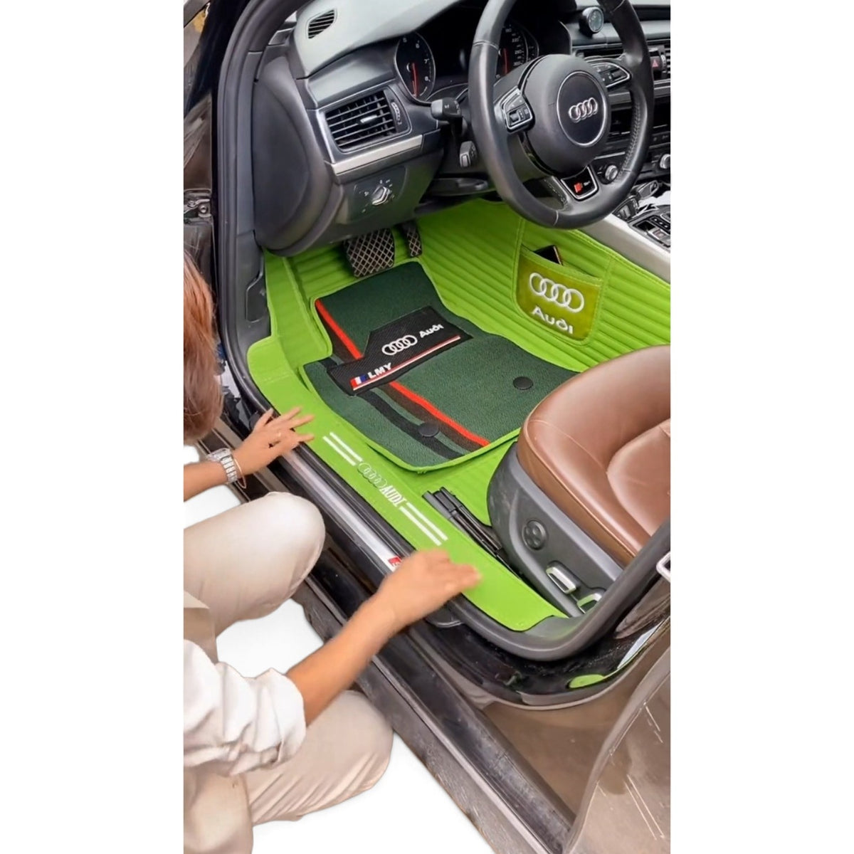 Alfombras impermeables dobles hechas de cuero ecológico artificial personalizada para Auto (A Medida exacta)