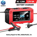 12V 6A Car Automatic Smart Battery Charger for Car Motorcycle Battery Repair With LCD Display for Lead-acid AGM EFB GEL EU Plug