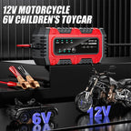 Motorcycle Charger for Battery 6V/12V Auto Charging Maintainer Trickle Charger for Car Battery for Boat RV Truck Lawn Mower Golf