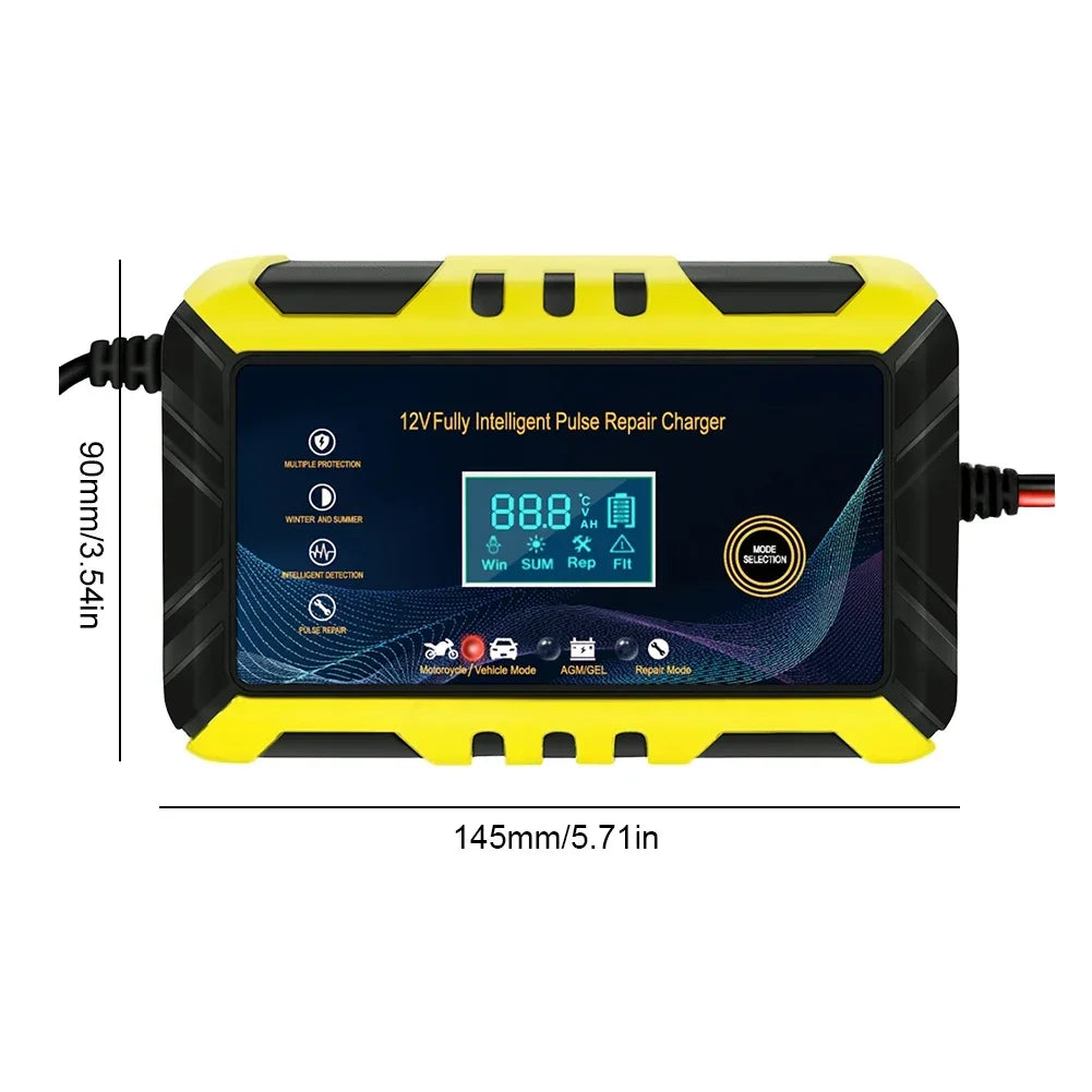 Car Battery Charger 12V 6A Pulse Repair LCD Display Smart Automatic Battery Charger GEL Lead-Acid Charger For Auto Motorcycle