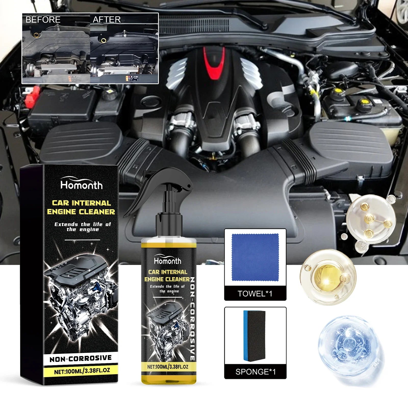 100ml Auto Engine Cleaner Degreaser Concentrate Wipe Remove Oil Clean Compartment Auto Cleaning Car Accessories Maintenance