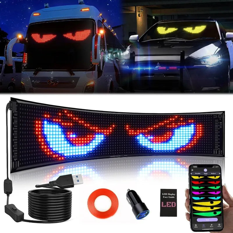 Devil Eyes LED Light Flexible Digital Scrolling LED Display Bluetooth APP Control DIY Text Pattern Animation for Car Bar School