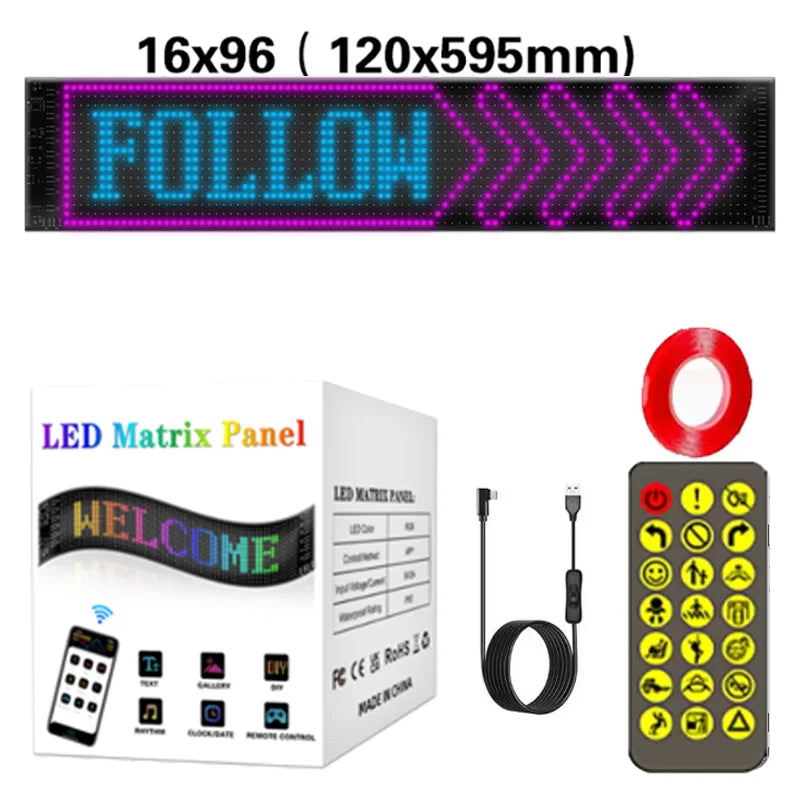 Led Eyes for Truck DIY Custom Text Pattern Programmable Display Truck Car Devil Eye App Control Scrolling Advertising LED Sign