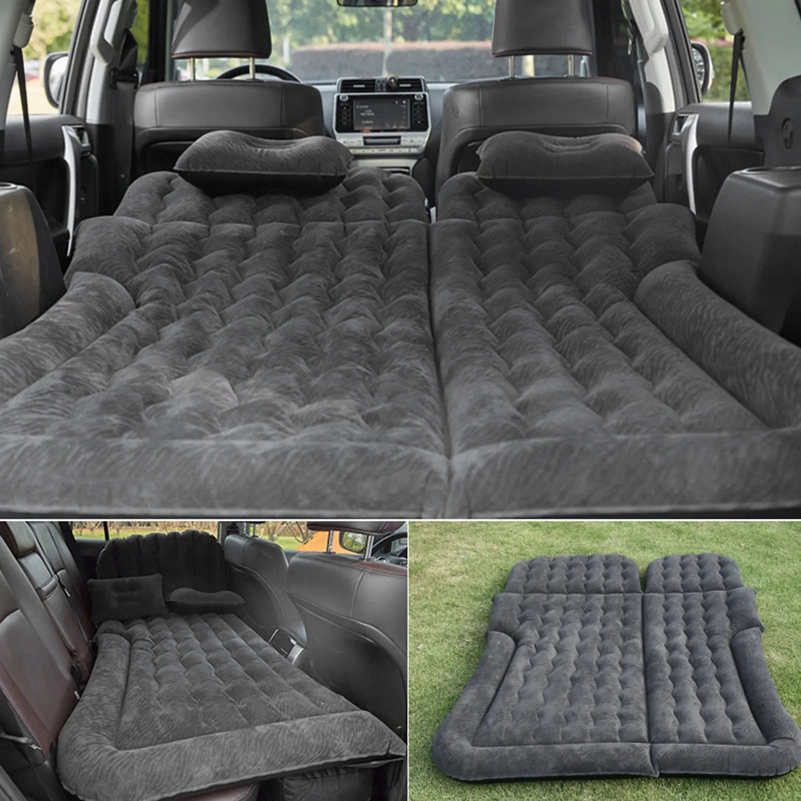 2‑In‑1 SUV Inflatable Mat Car Mattress Multifunction Soft Sleeping Rest Cushion Inflatable Travel Mattress for Traveling Car