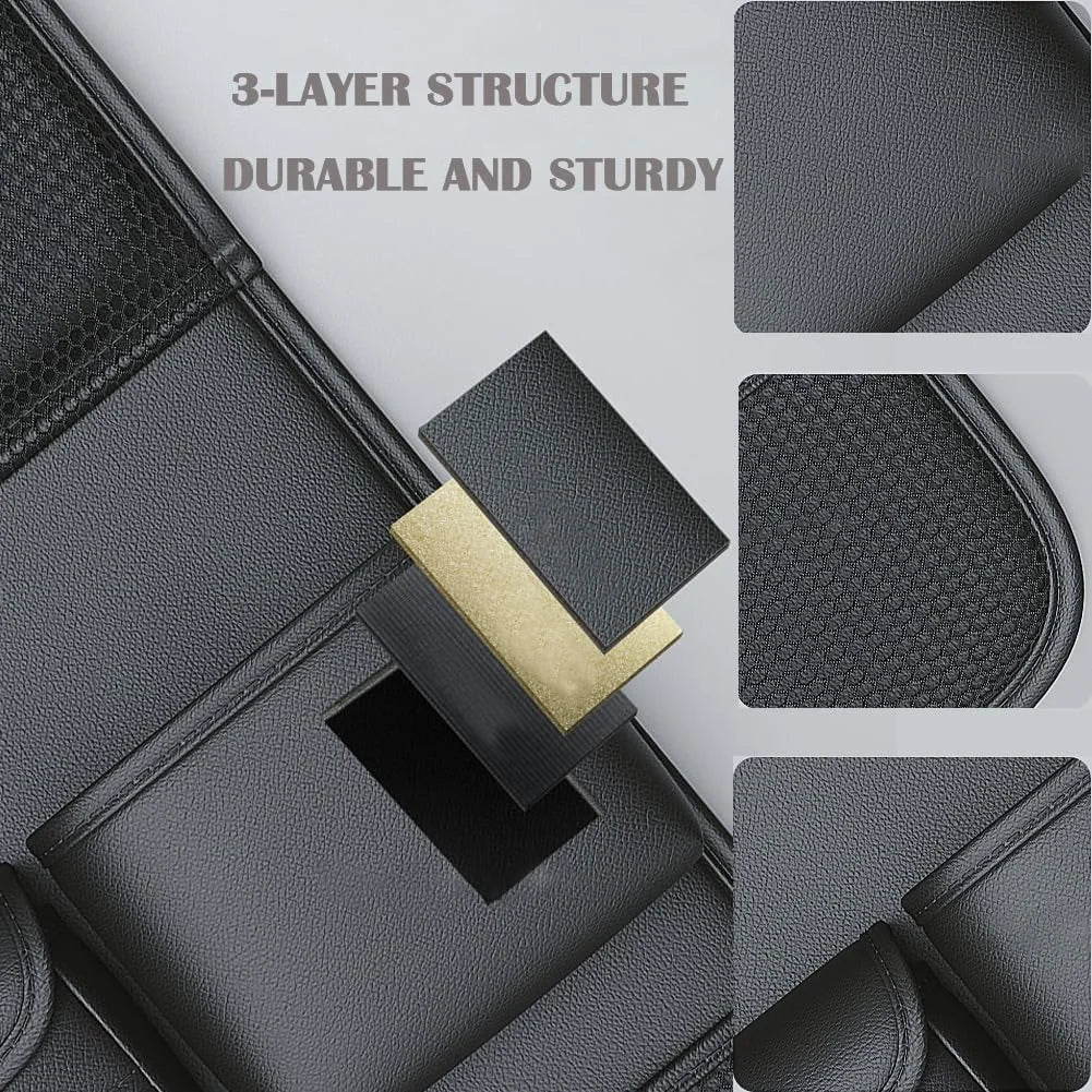 Car Backseat Organizer with Foldable Table Tray＆Stain Proof iPad Storage PU Leather Car Seat Back Protectors Kick Car Essential