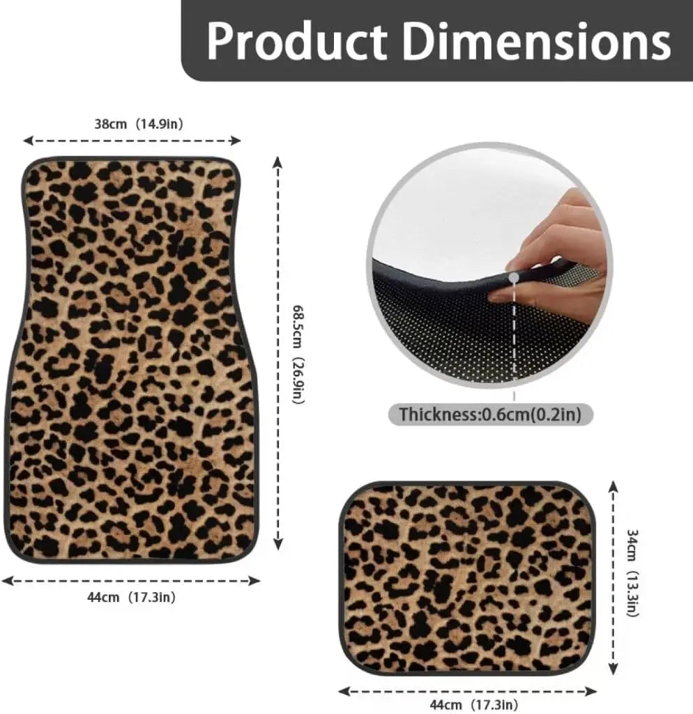Leopard Print 4pcs or 2pcs  All-Weather Car Mats - Front & Rear Universal Fit for SUVs, Limos & Trucks - Unisex Design
