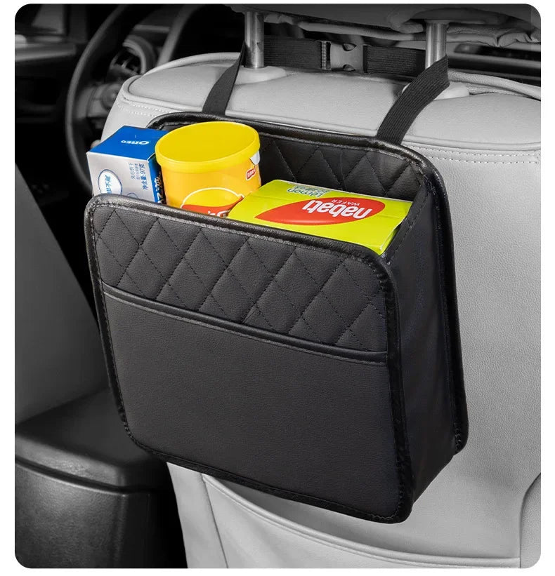 Car multifunctional storage box folding leather storage bag for car seat back storage bag storage bag