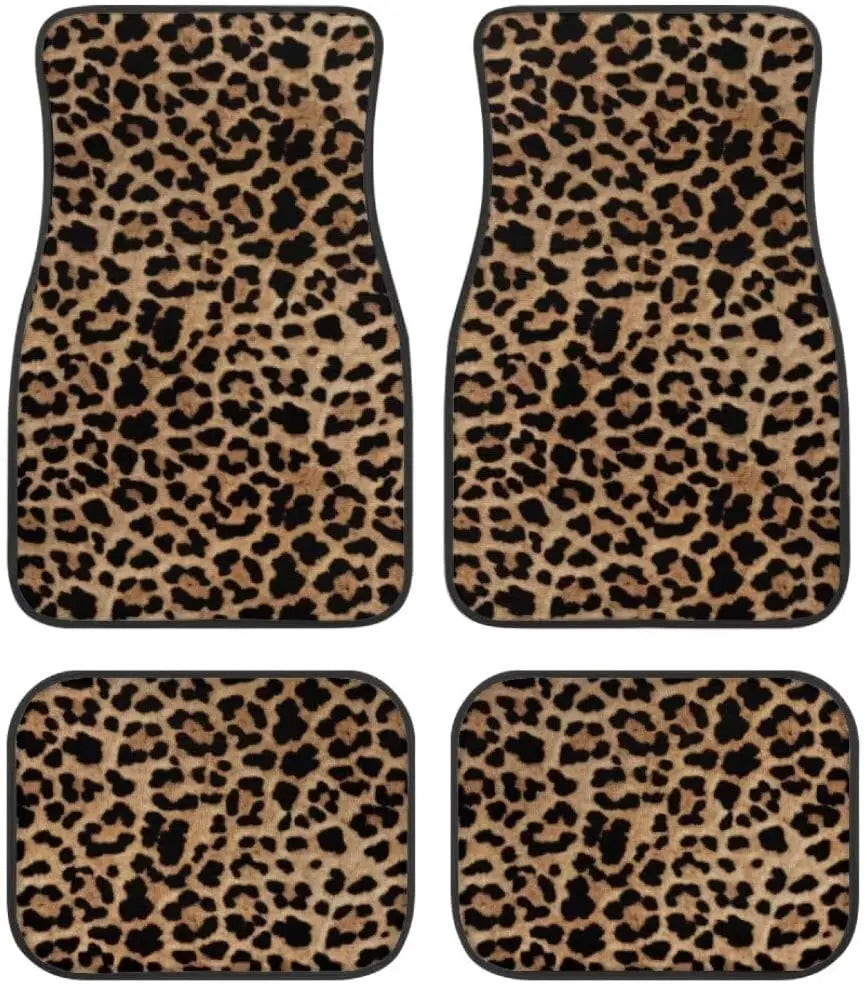 Leopard Print 4pcs or 2pcs  All-Weather Car Mats - Front & Rear Universal Fit for SUVs, Limos & Trucks - Unisex Design