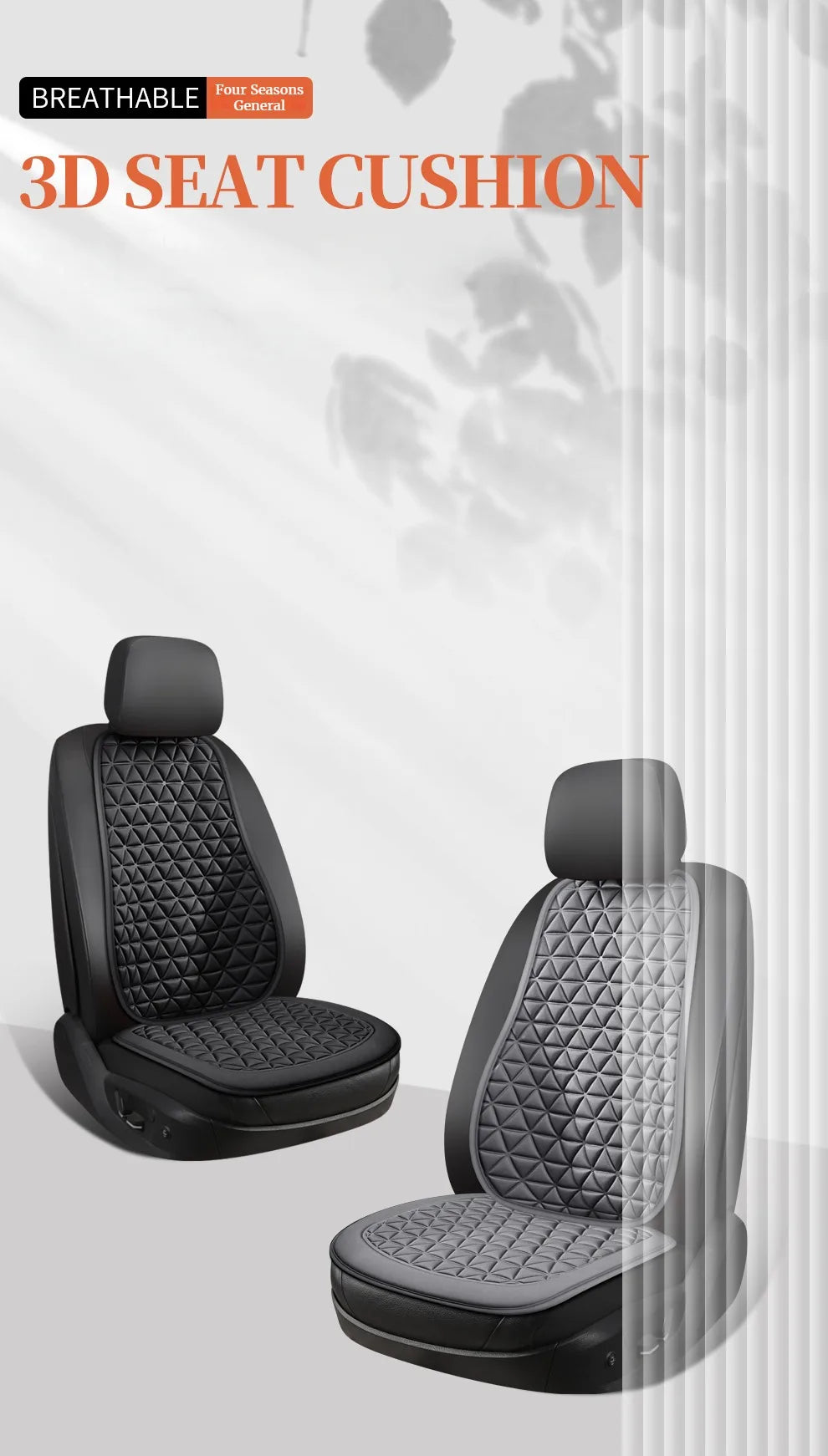 3D Suspended  Car Seat Cushion with Embossed Pattern,Separate Bottom Seat Cushion and Back Cushion Fit for Most Cars