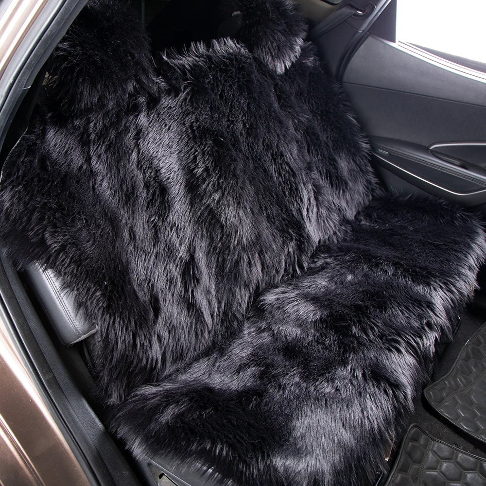 Car Seat Cover Faux Fur Warm Car Seat Cover Faux Plush Black Cute Fundas Coche Asiento Universal Decorative Accessories