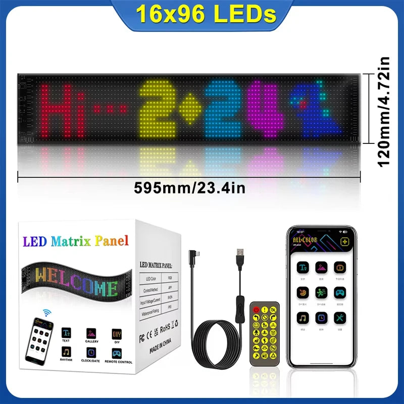 Multifunctional Bright Devil Eyes LED Light for Car Windshield Flexible Programmable Scrolling LED Display Bluetooth APP Control