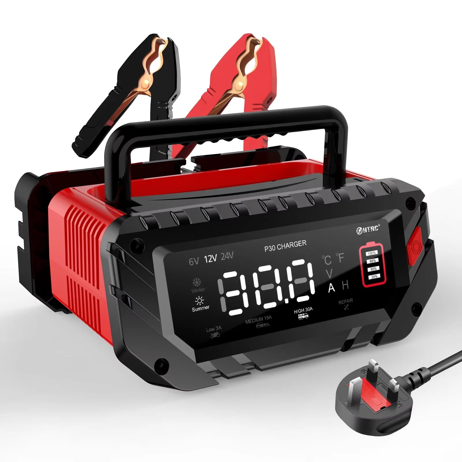 12V/30A 24V/16A Smart Car Battery Charger 6V/10A For Motorcycle Battery Repair Auto Lead Acid AGM GEL Lithium LiFePo4 Batteries