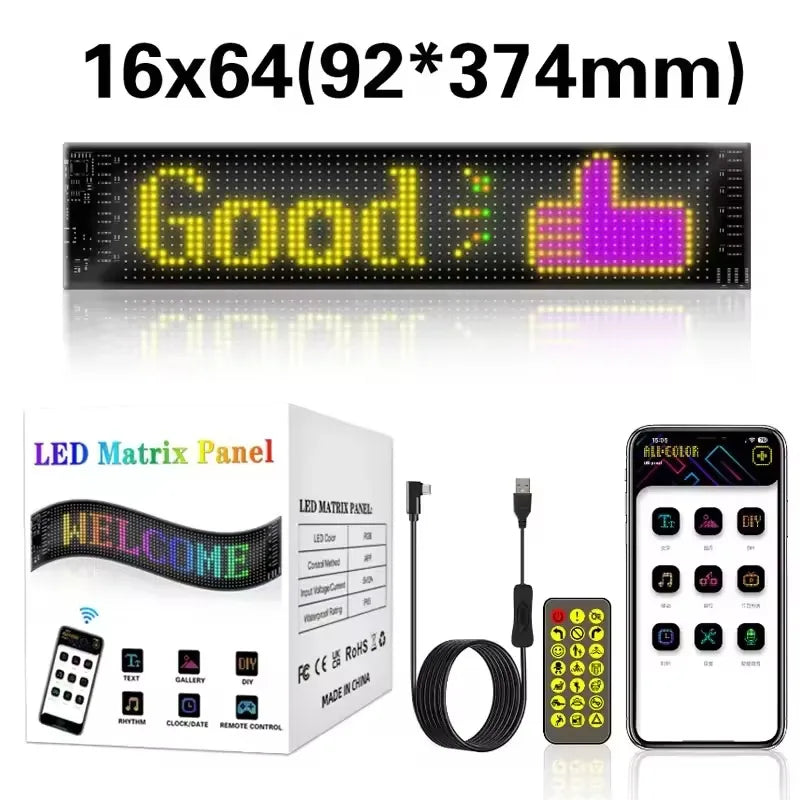 Devil Eyes LED Light Flexible Digital Scrolling LED Display Bluetooth APP Control DIY Text Pattern Animation for Car Bar School