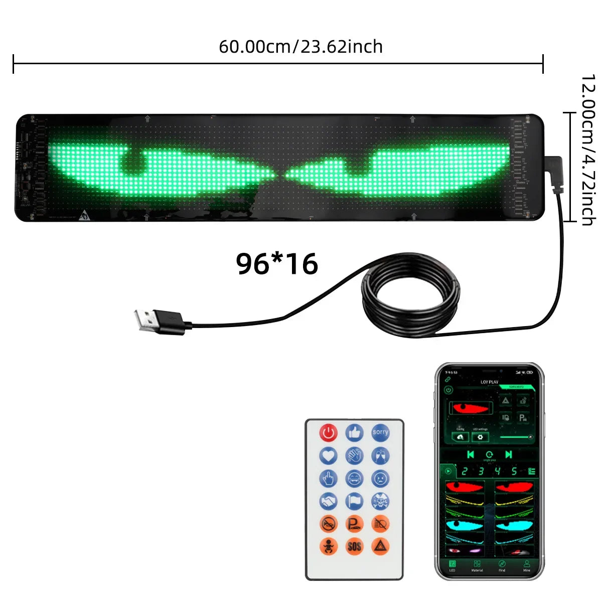 LED Eye for Car Window Screen Wireless Adhesive LED Light Blazexel Devil Eyes Light Flex LED Display Dynamic Eyes for Car