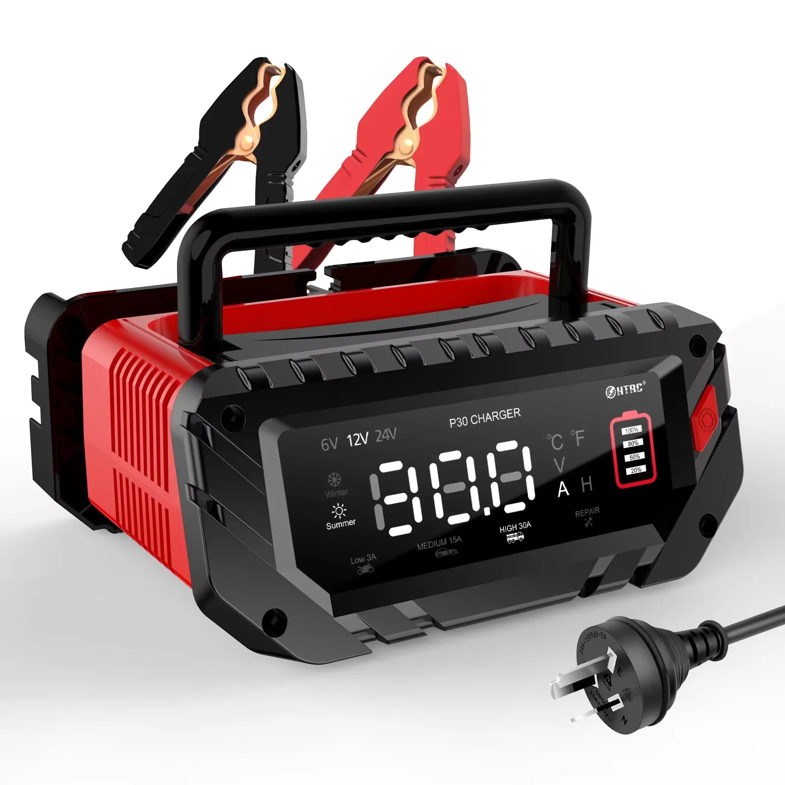 12V/30A 24V/16A Smart Car Battery Charger 6V/10A For Motorcycle Battery Repair Auto Lead Acid AGM GEL Lithium LiFePo4 Batteries