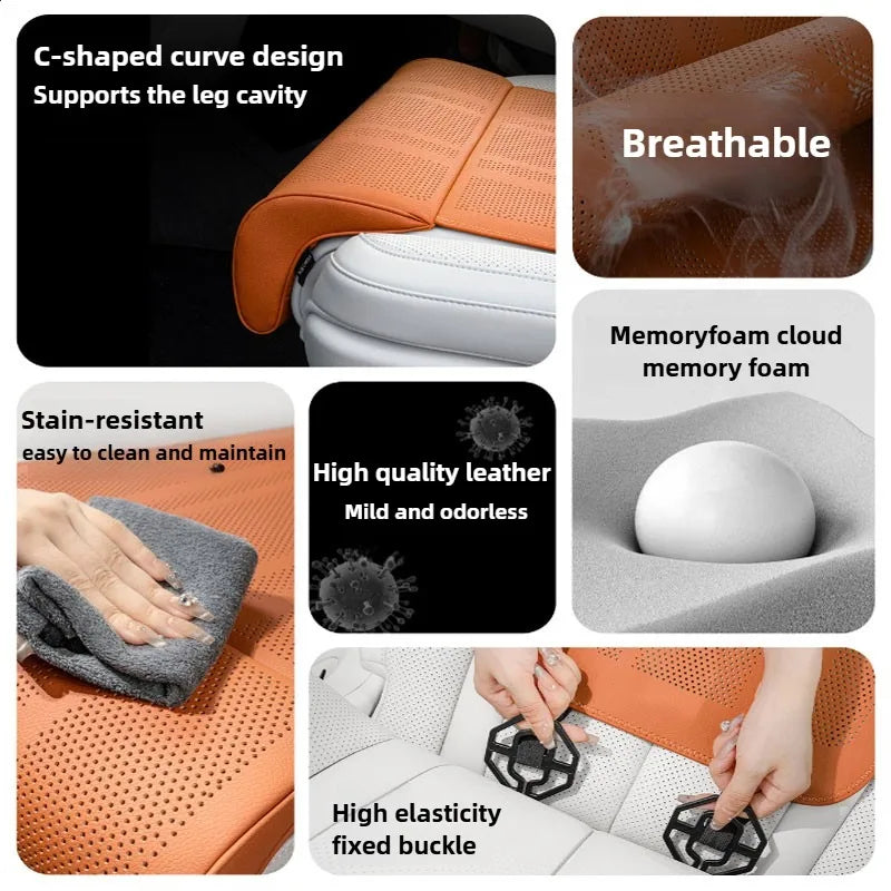 Car Seat Extended Footrest Driver and Passenger Leg Rest Universal Car Seat Cover Leather Breathable Non-slip Cars Seats Cover
