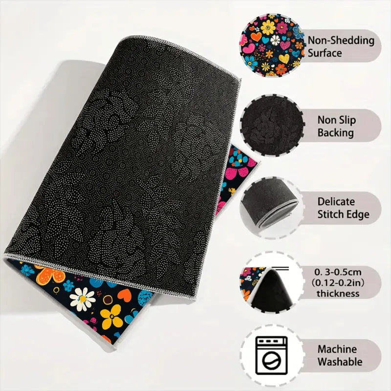 1pcs Car Trunk Mat Colorful Flower Design Dust-Proof Mat Wear-Resistant Dirt-Resistant Easy-Care Cargo Liner for Car Interior