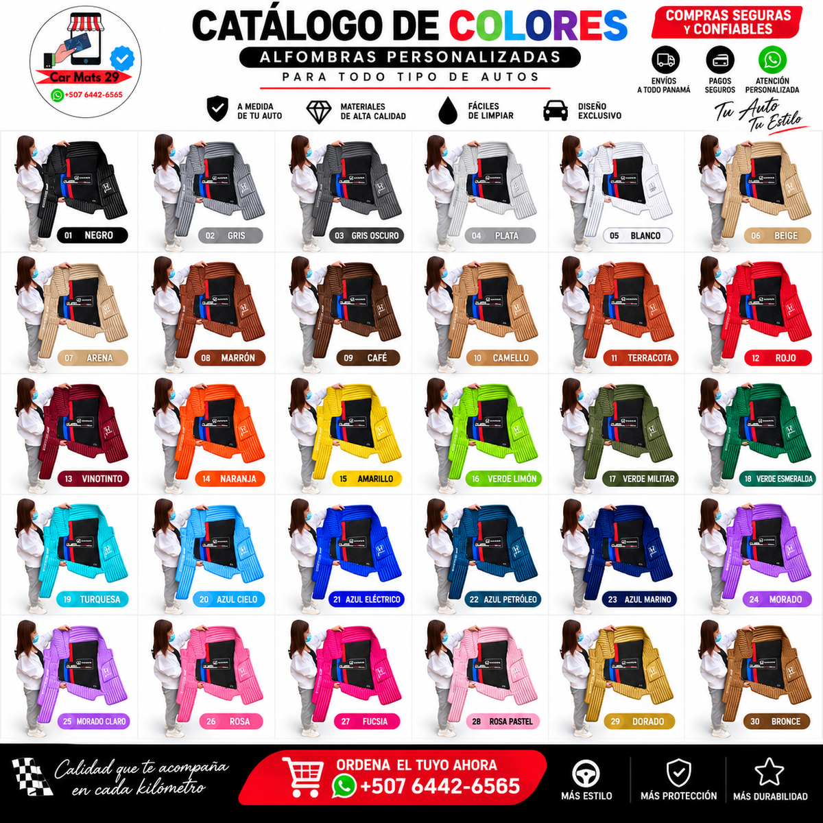 Alfombras Impermeables Dobles Hechas de Cuero Ecológico Artificial Versión Premium Personalizada a Medida Exacta