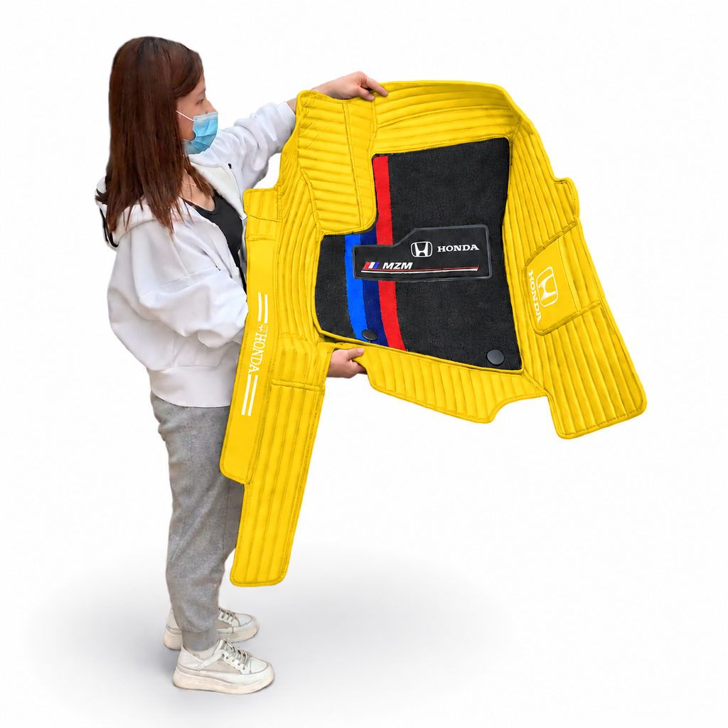 Alfombras Impermeables Dobles Hechas de Cuero Ecológico Artificial Versión Premium Personalizada a Medida Exacta